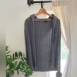 Hooded Knit Open Sweater